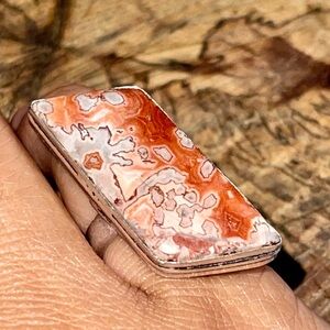 Rustic Crazy Lace Agate Ring 5 1/2